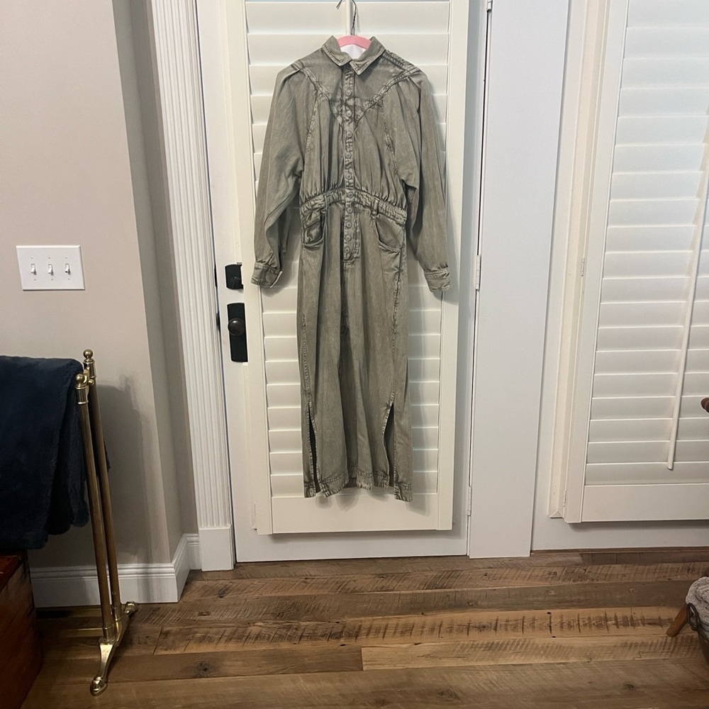 Free People Mad Love Gray/green Midi Dress - Picture 5 of 8
